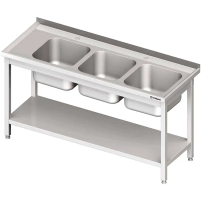 Stół ze zlewem 3-kom.(P),z półką 1800x600x850 mm spawany Stalgast 981136180S