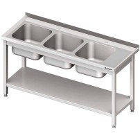Stół ze zlewem 3-kom.(L),z półką 1600x700x850 mm spawany Stalgast 981147160S
