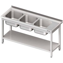 Stół ze zlewem 3-kom.(L),z półką 1700x700x850 mm spawany Stalgast 981147170S