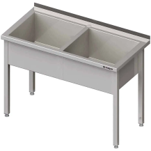 Stół z basenem 2-komorowym spawany 1200x600x850 mm h=300 mm Stalgast 981376120
