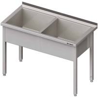 Stół z basenem 2-komorowym spawany 1400x600x850 mm h=300 mm Stalgast 981376140