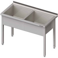 Stół z basenem 2-komorowym spawany 1500x700x850 mm h=300 mm Stalgast 981377150