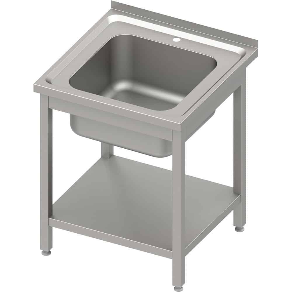 Stół ze zlewem 1-kom.z półką 700x700x850 mm skręcany, blat tłoczony Stalgast 983137070