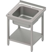 Stół ze zlewem 1-kom.(C),z półką 700x700x850 mm spawany, blat tłoczony Stalgast 983137070S