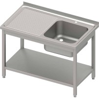 Stół ze zlewem 1-kom.(P),z półką 800x700x850 mm skręcany, blat tłoczony Stalgast 983147080