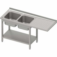 Stół ze zlewem 2-kom.(L) i miejscem na lodówkę lub zmywarkę 1800x600x900 mm, blat tłoczony Stalgast 984056180