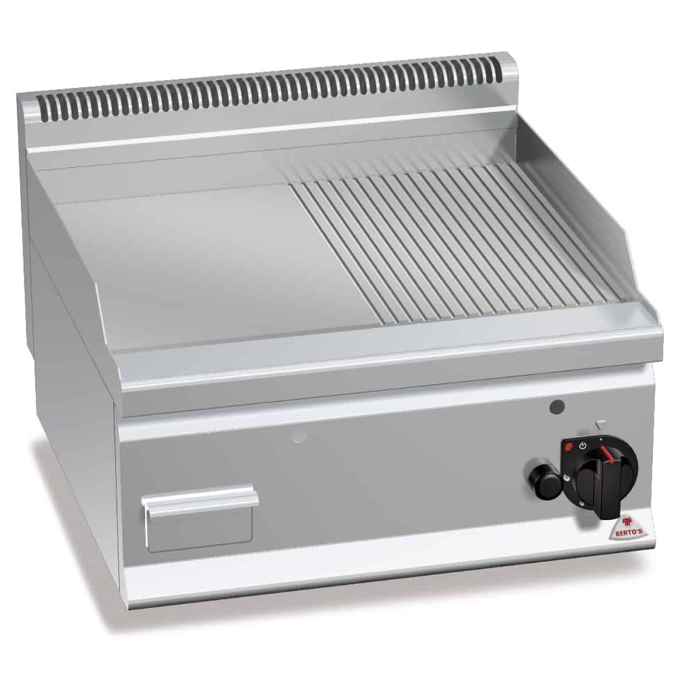 Płyta grillowa gazowa1/2 gładka + 1/2  ryflowana 600x600x290 Bertos G6FR6B