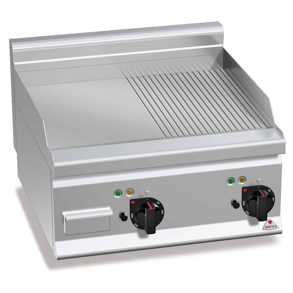 Płyta grillowa elektryczna 1/2 gładka + 1/2 ryflowana 600x600x290 Bertos E6FM6BP-2
