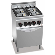 Kuchnia gazowa 4 palnikowa high-power z piekarnikiem gazowym 600x600x850 Bertos G6F4PW+FG1