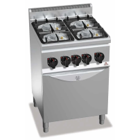 Kuchnia gazowa 4 palnikowa high-power z piekarnikiem gazowym 600x600x850 Bertos G6F4PW+FG1