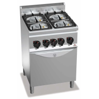 Kuchnia gazowa 4 palnikowa high-power z piekarnikiem gazowym 600x600x850 Bertos G6F4PW+FG1