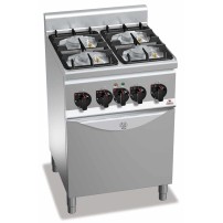 Kuchnia gazowa 4 palnikowa high-power z piekarnikiem elektrycznym 600x600x850 Bertos G6F4PW+FE1