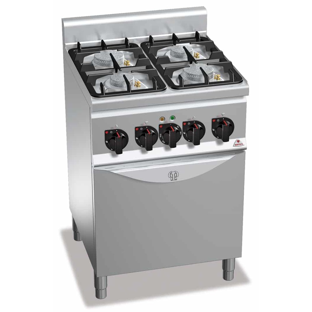 Kuchnia gazowa 4 palnikowa high-power z piekarnikiem elektrycznym 600x600x850 Bertos G6F4PW+FE1