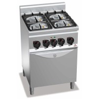 Kuchnia gazowa 4 palnikowa high-power z piekarnikiem elektrycznym 600x600x850 Bertos G6F4PW+FE1