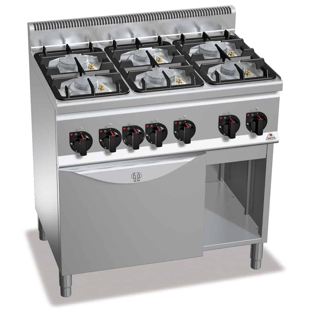 Kuchnia gazowa 6 palnikowa high-power z piekarnikiem gazowym 900x600x850 Bertos G6F6PW+FG1