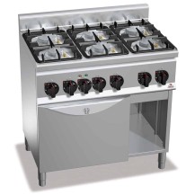 Kuchnia gazowa 6 palnikowa high-power z piekarnikiem elektrycznym 900x600x850 Bertos G6F6PW+FE1
