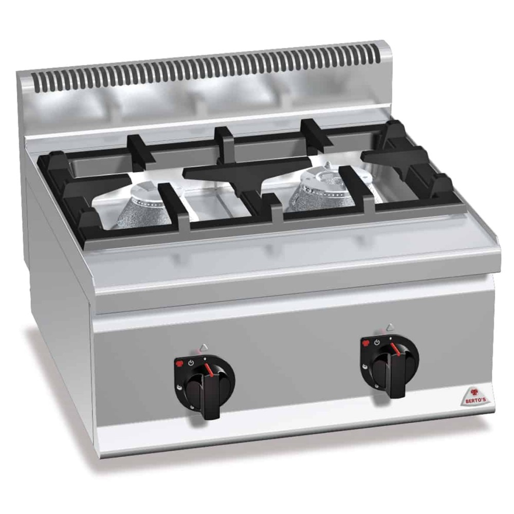 Kuchnia gazowa 2 palnikowa high-power  (10,5 kW) 600x600x290 Bertos G6F2BH6
