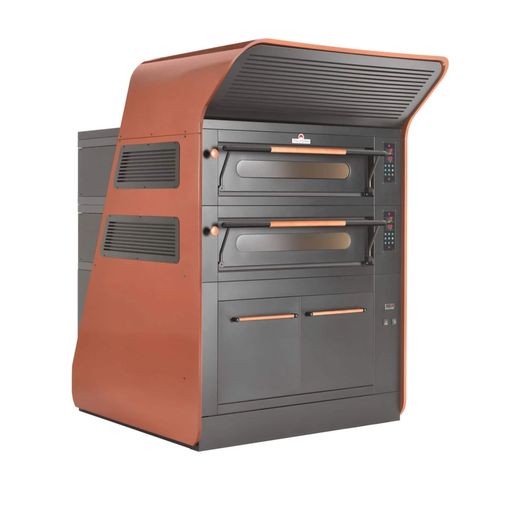 Piec do pizzy 2 komorowy, elektryczny, z okapem, z garownią o pojemności 2 x 6 x 35 cm, 1480x1450x2100, Italforni VISOR VS Y190