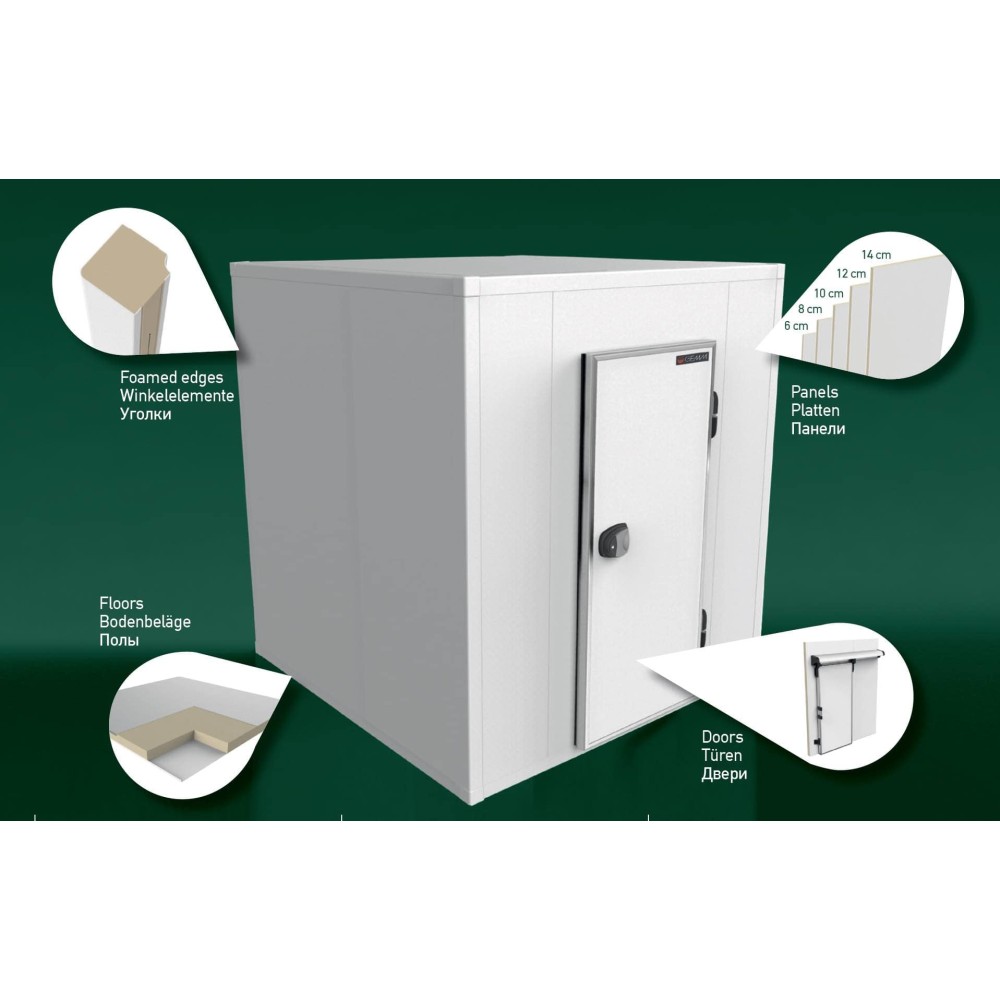 Komora chłodnicza agregatem monoblock o grubości izolacji 80mm, rozmiarze zewnętrzynm 3390x3390x2190 GEMM IGLOO