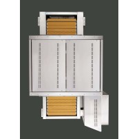 Tunelowy piec do pizzy 2 komorowy z szamotem, z podstawą, elektryczny, szerokość taśmy 59cm, 2160x1220x1630, Italforni TS Y050K