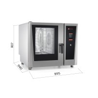 Piec konwekcyjno-parowy elektryczny 6  x 1/1 GN,  automatyczne mycie, sonda potraw, 895x940x807, BERTOS E6ST