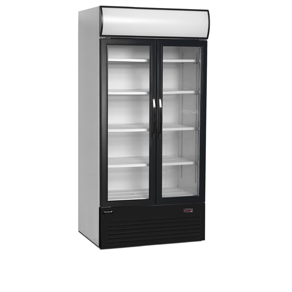 Szafa chłodnicza na napoje 2 drzwiowa, przeszklona z plafonem, Pojemność 524 litrów, 1000x790x2000 Tefcold FSC1000H