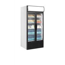 Szafa chłodnicza na napoje 2 drzwiowa, przeszklona z plafonem, Pojemność 535 litrów, 890x740x1990 Tefcold FSC890H