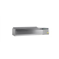 Nadstawka chłodnicza z pokrywą nierdzewną 5 x GN1/4, Pojemność 32 litrów, 1200x335x260 Tefcold VK33-120 S/S LID