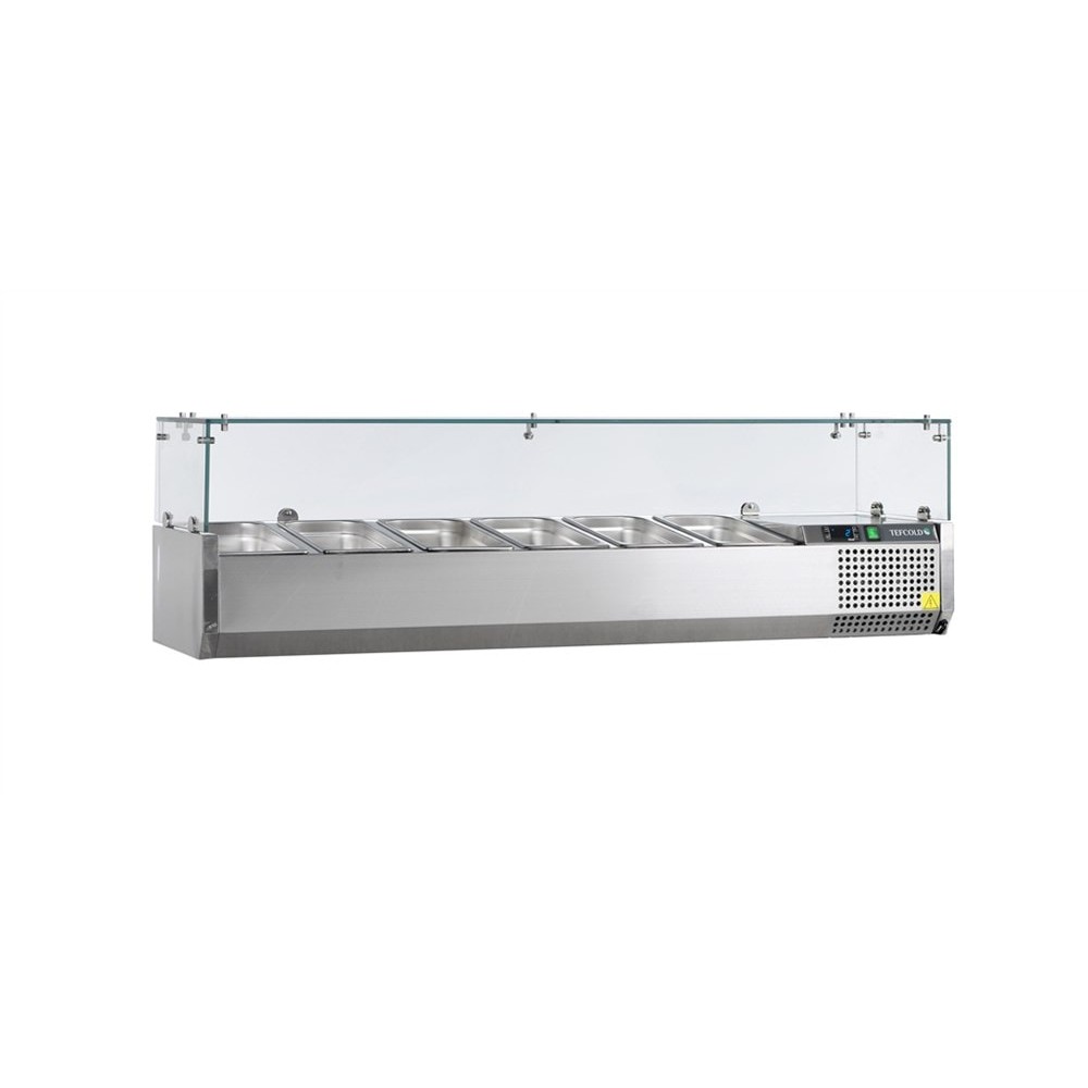 Nadstawka chłodnicza przeszklona 6 x GN1/4, Pojemność 40 litrów, 1400x335x225 Tefcold VK33-140