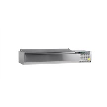 Nadstawka chłodnicza z pokrywą nierdzewną 7 x GN1/4, Pojemność 44 litrów, 1500x335x260 Tefcold VK33-150 S/S LID