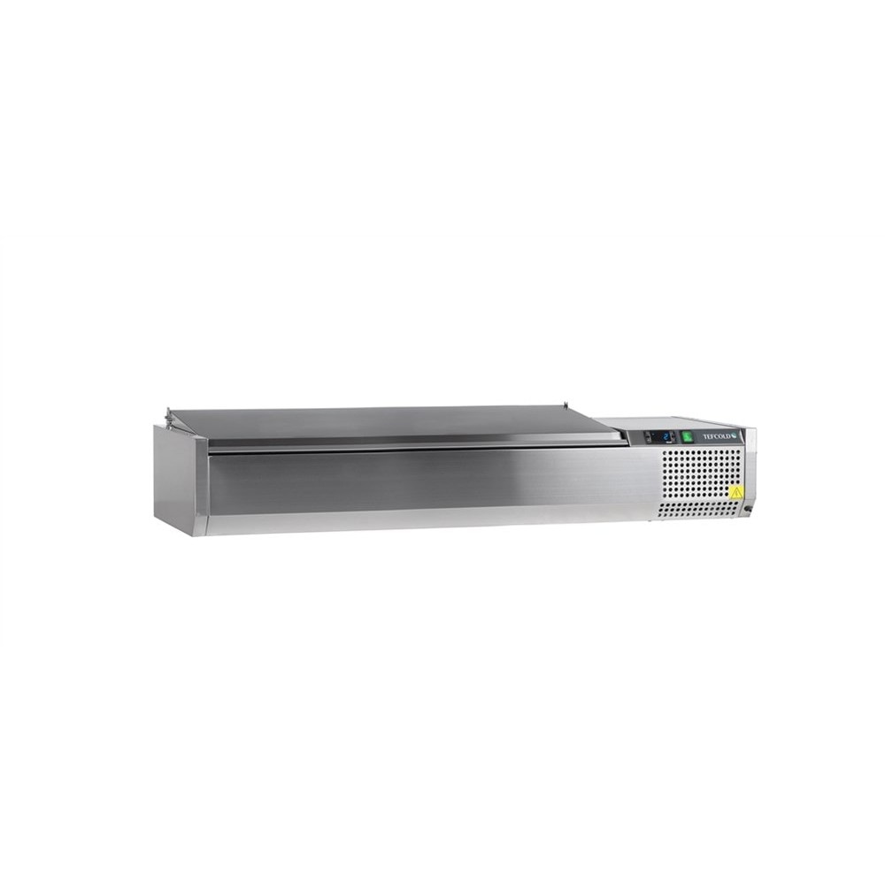 Nadstawka chłodnicza z pokrywą nierdzewną 7 x GN1/4, Pojemność 44 litrów, 1500x335x260 Tefcold VK33-150 S/S LID
