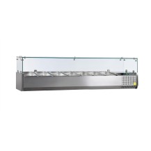 Nadstawka chłodnicza przeszklona 7 x GN1/4, Pojemność 48 litrów, 1600x335x225 Tefcold VK33-160
