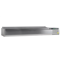 Nadstawka chłodnicza z pokrywą nierdzewną 10 x GN1/4, Pojemność 63 litrów, 2000x335x260 Tefcold VK33-200 S/S LID