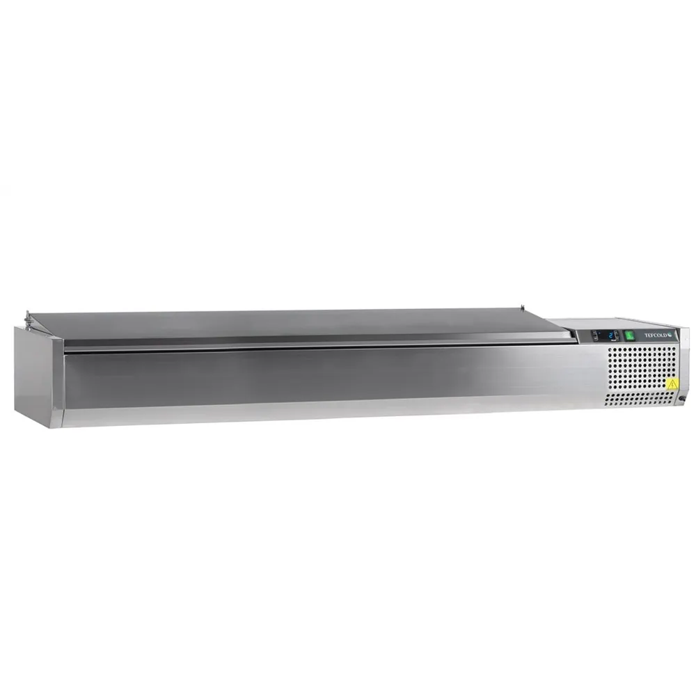 Nadstawka chłodnicza z pokrywą nierdzewną 10 x GN1/4, Pojemność 63 litrów, 2000x335x260 Tefcold VK33-200 S/S LID