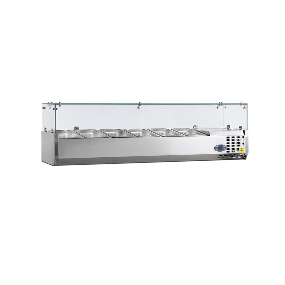 Nadstawka chłodnicza przeszklona 7 x GN1/3, Pojemność 54 litrów, 1500x395x225 Tefcold VK38-150