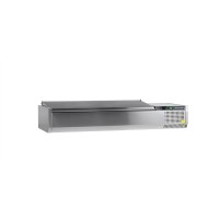 Nadstawka chłodnicza z pokrywą nierdzewną 5 x GN1/3 + 1 x GN1/2, Pojemność 54 litrów, 1500x395x260 Tefcold VK38-150 S/S LID