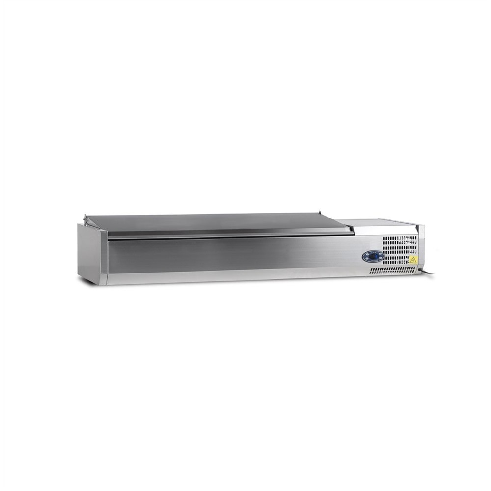 Nadstawka chłodnicza z pokrywą nierdzewną 5 x GN1/3 + 1 x GN1/2, Pojemność 59 litrów, 1600x395x260 Tefcold VK38-160 S/S LID