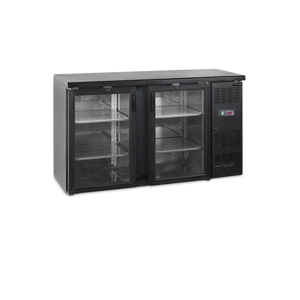 Stół chłodniczy barowy 2 drzwiowy, drzwi przeszklone, Pojemność 277 litrów, 1462x513x860 Tefcold CBC210G
