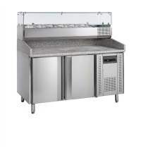 Stół chłodniczy do pizzy 2 drzwiowy z nadstawką 6 x 1/3 GN, 1510x800x1445, Pojemność 370 litrów, Tefcold PT1200 + VK38-150