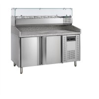 Stół chłodniczy do pizzy 2 drzwiowy z nadstawką 6 x 1/3 GN, 1510x800x1445, Pojemność 370 litrów, Tefcold PT1200 + VK38-150