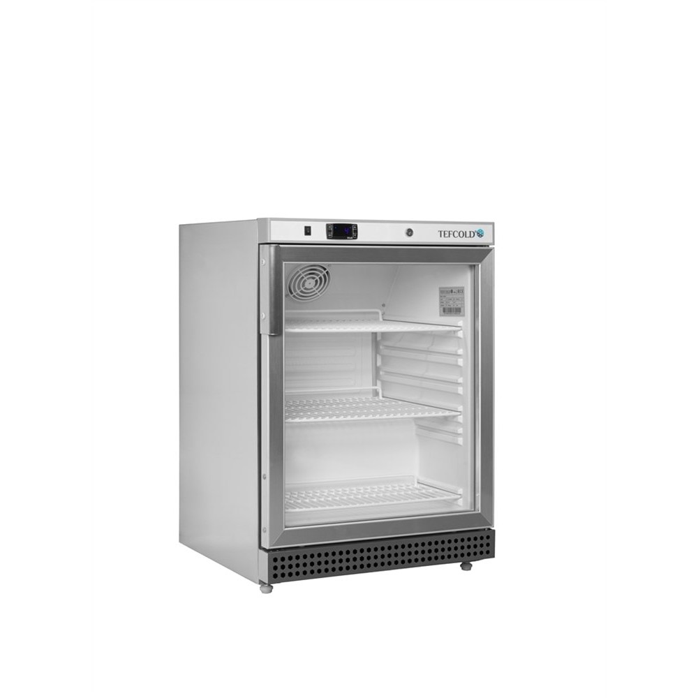 Szafa chłodnicza przeszklona podblatowa, obudowa ze stali nierdzewnej, Pojemność 119 litrów, 600x585x855 Tefcold UR200SG