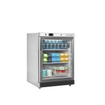 Szafa chłodnicza przeszklona podblatowa, obudowa ze stali nierdzewnej, Pojemność 119 litrów, 600x585x855 Tefcold UR200SG