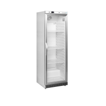 Szafa chłodnicza przeszklona, obudowa ze stali nierdzewnej, Pojemność 350 litrów, 600x585x1855 Tefcold UR400SG