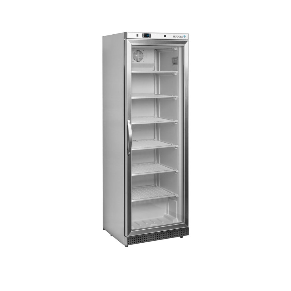 Szafa mroźnicza przeszklona, ze stali nierdzewnej, Pojemność 340 litrów, 600x585x1855 Tefcold UF400SG