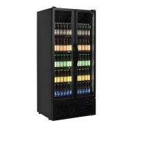 Szafa chłodnicza ekspozycyjna, czarna, Pojemność 535 litrów, 890x740x1990 Tefcold FS890H BLACK