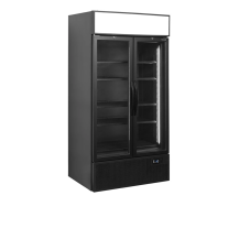 Szafa chłodnicza ekspozycyjna 2 drzwiowa z plafonem, czarna, Pojemność 524 litrów, 1000x790x2000 Tefcold FSC1000H BLACK