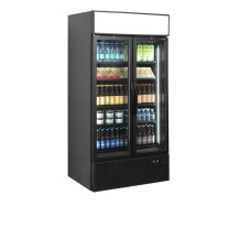 Szafa chłodnicza ekspozycyjna 2 drzwiowa z plafonem, czarna, Pojemność 524 litrów, 1000x790x2000 Tefcold FSC1000H BLACK