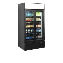 Szafa chłodnicza ekspozycyjna 2 drzwiowa z plafonem, czarna, Pojemność 524 litrów, 1000x790x2000 Tefcold FSC1000H BLACK