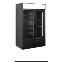Szafa chłodnicza ekspozycyjna 2 drzwiowa z plafonem, czarna, Pojemność 645 litrów, 1200x790x2000 Tefcold FSC1200H BLACK