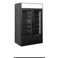 Szafa chłodnicza ekspozycyjna 2 drzwiowa z plafonem, czarna, Pojemność 645 litrów, 1200x790x2000 Tefcold FSC1200H BLACK